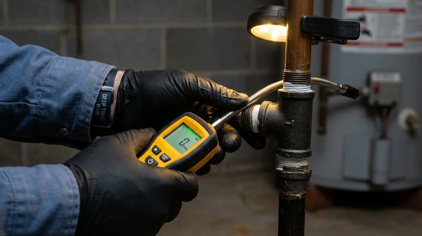 Gas leak detection with electronic sniffer by Johns Plumbing LLC in Tallahassee